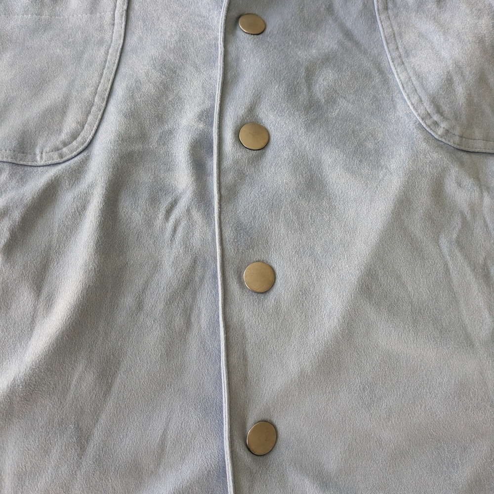 Belle Sky Light Blue Button-Front Mini Skirt 16 - Picture 3 of 6